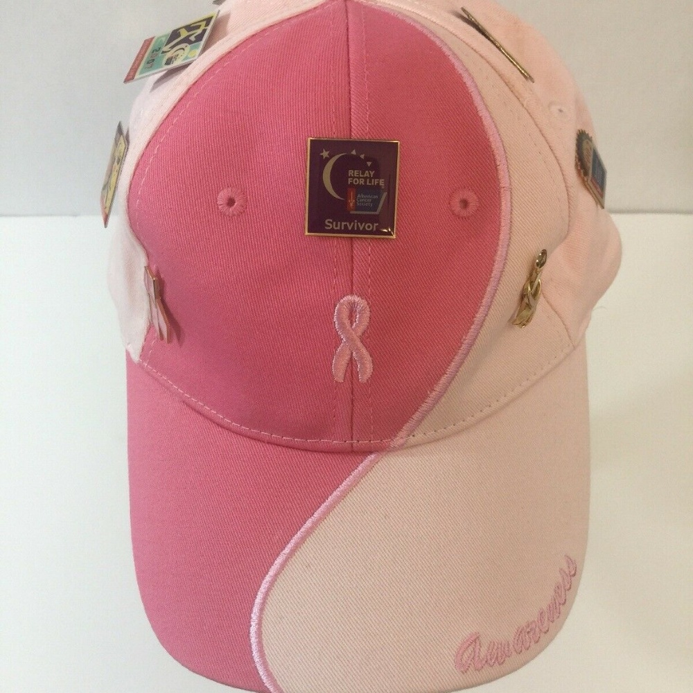 Breast Cancer Hat with 12 Breast Cancer Lapel Pins
